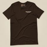 Mind The Old Sweat Men's T-Shirt in Dark Chocolate, laid flat, front view