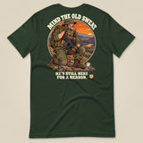 Mind The Old Sweat Men's T-Shirt in Forest Green, laid flat, back view