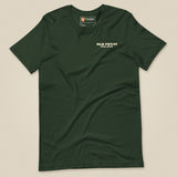 Mind The Old Sweat Men's T-Shirt in Forest Green, laid flat, front view