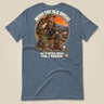 Mind The Old Sweat Men's T-Shirt in Heather Indigo, laid flat, back view