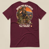 Mind The Old Sweat Men's T-Shirt in Maroon, laid flat, back view