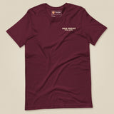 Mind The Old Sweat Men's T-Shirt in Maroon, laid flat, front view