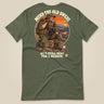 Mind The Old Sweat Men's T-Shirt in Military Green, laid flat, back view