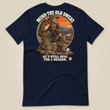 Mind The Old Sweat Men's T-Shirt in Navy, laid flat, back view
