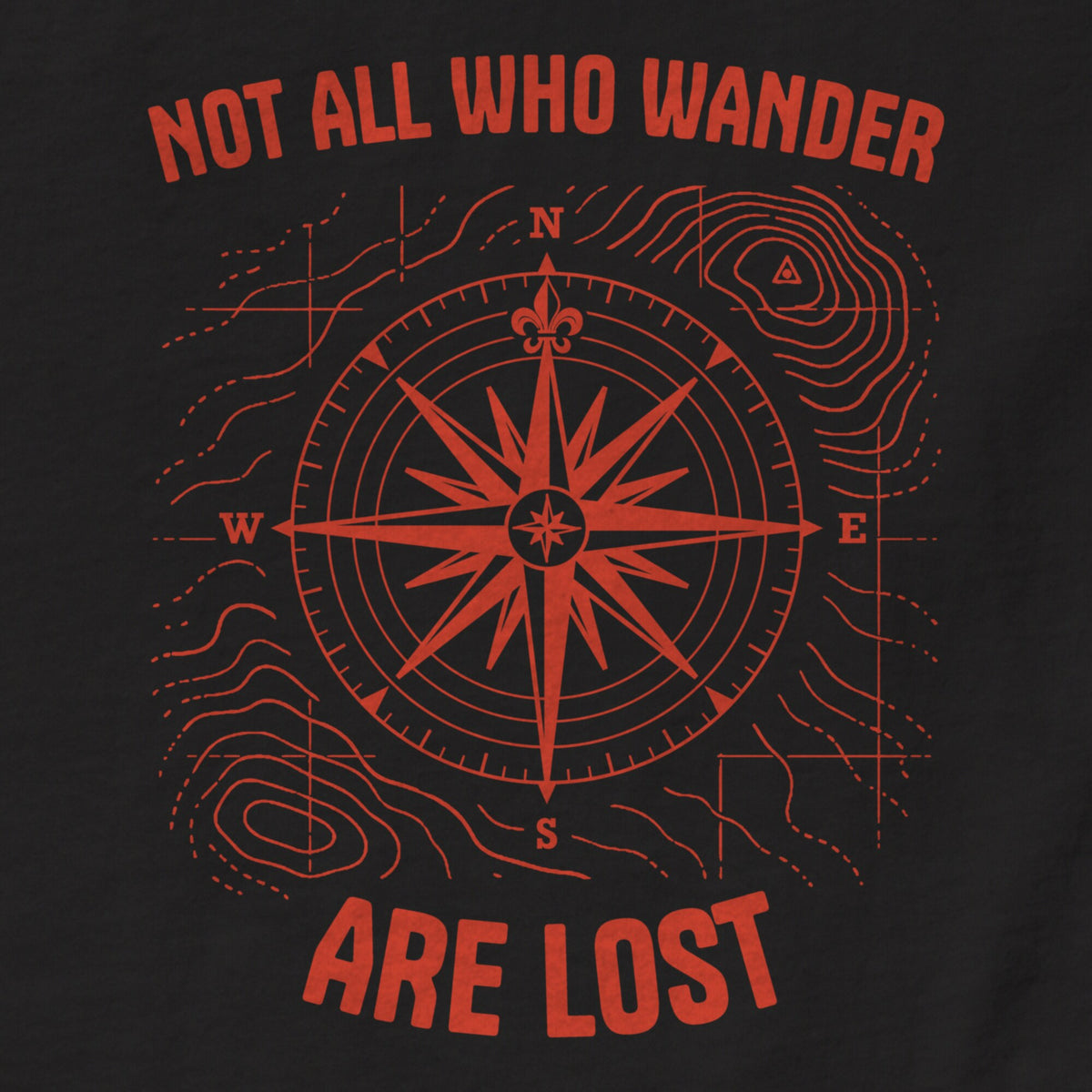 Not All Who Wander Double Sided Unisex T-Shirt in Black, back print close-up