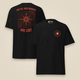 Not All Who Wander Double Sided Unisex T-Shirt in Black, front and back view
