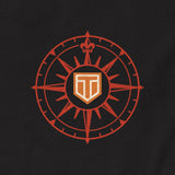 Not All Who Wander Double Sided Unisex T-Shirt in Black, front print close-up