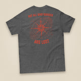 Not All Who Wander Double Sided Unisex T-Shirt in Dark Heather, back view