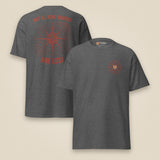Not All Who Wander Double Sided Unisex T-Shirt in Dark Heather, front and back view