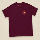 Not All Who Wander Double Sided Unisex T-Shirt in Maroon, front view