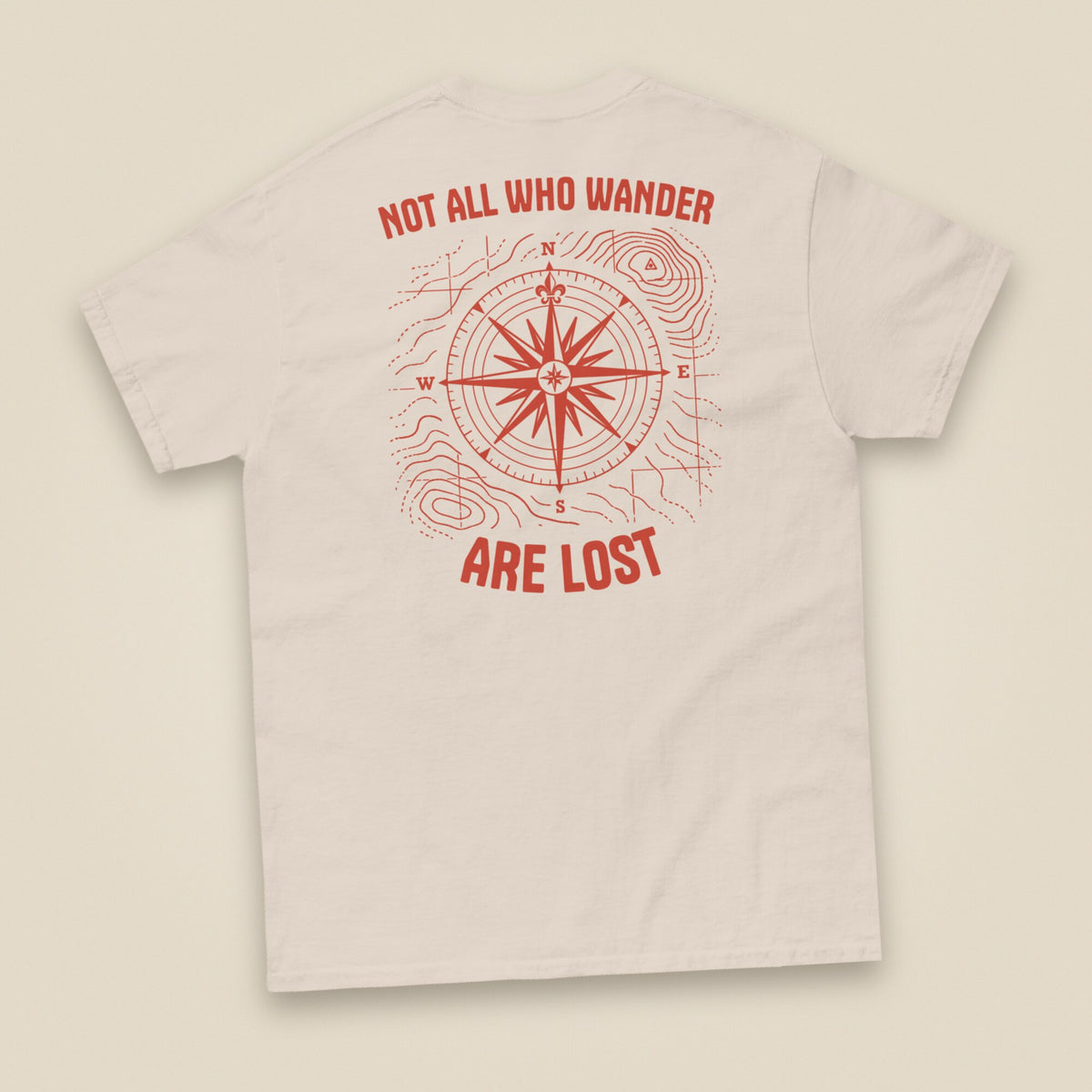 Not All Who Wander Double Sided Unisex T-Shirt in Natural, back view