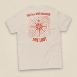 Not All Who Wander Double Sided Unisex T-Shirt in Natural, back view