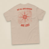 Not All Who Wander Double Sided Unisex T-Shirt in Sand, back view
