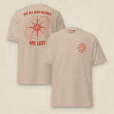 Not All Who Wander Double Sided Unisex T-Shirt in Sand, front and back view