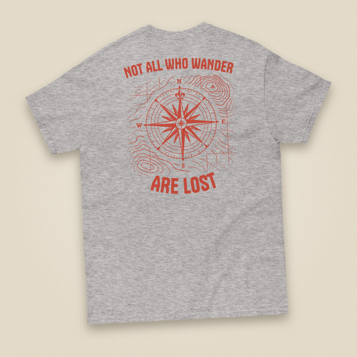 Not All Who Wander Double Sided Unisex T-Shirt in Sport Grey, back view