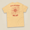 Not All Who Wander Double Sided Unisex T-Shirt in Yellow Haze, back view