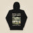 Pitch Late. Leave Early. Leave No Trace. Unisex Hoodie in Black, back view