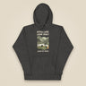 Pitch Late. Leave Early. Leave No Trace. Unisex Hoodie in Charcoal Heather, front view