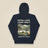 Pitch Late. Leave Early. Leave No Trace. Unisex Hoodie in Navy Blazer, back view