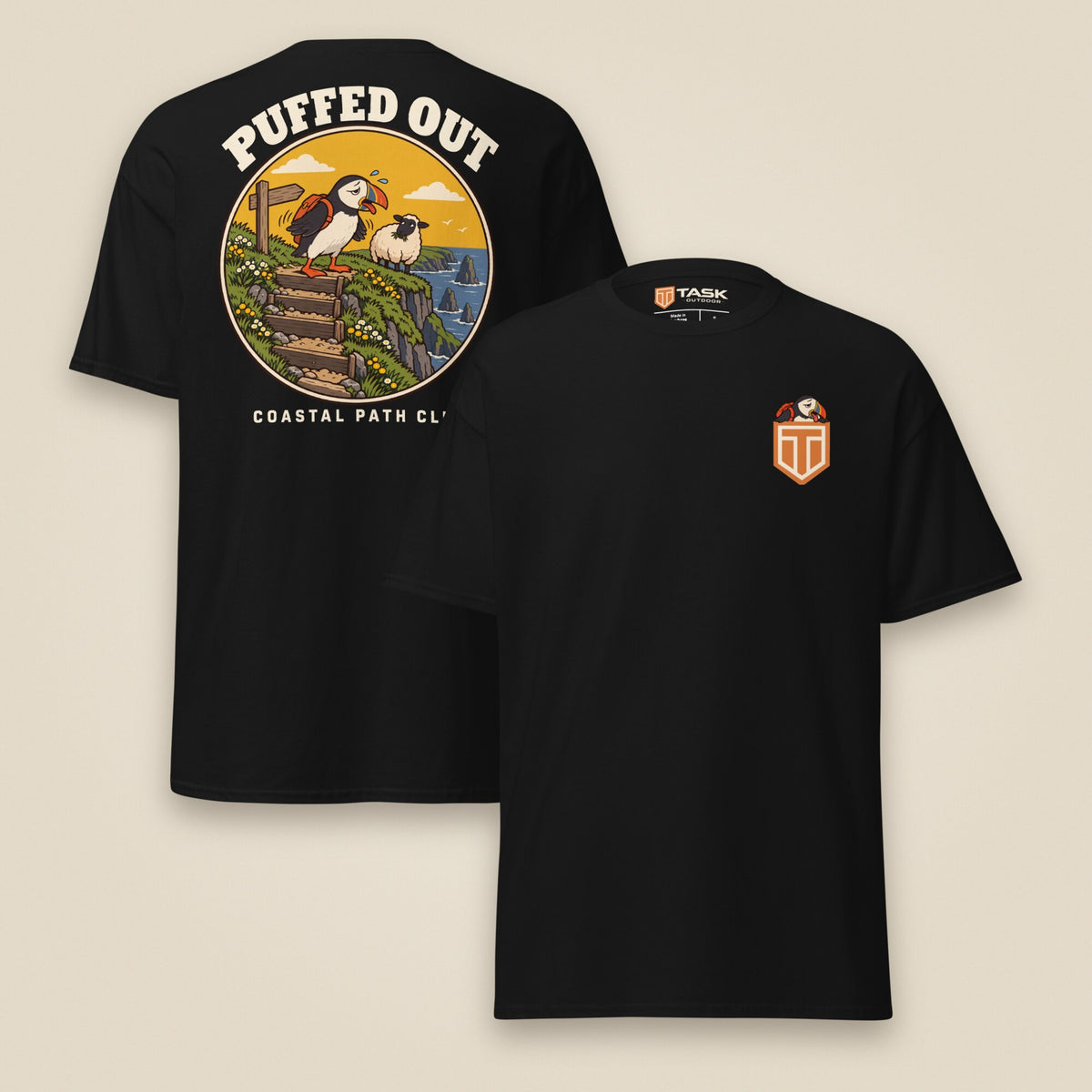 Puffed Out Double Sided T-Shirt in Black, front and back view