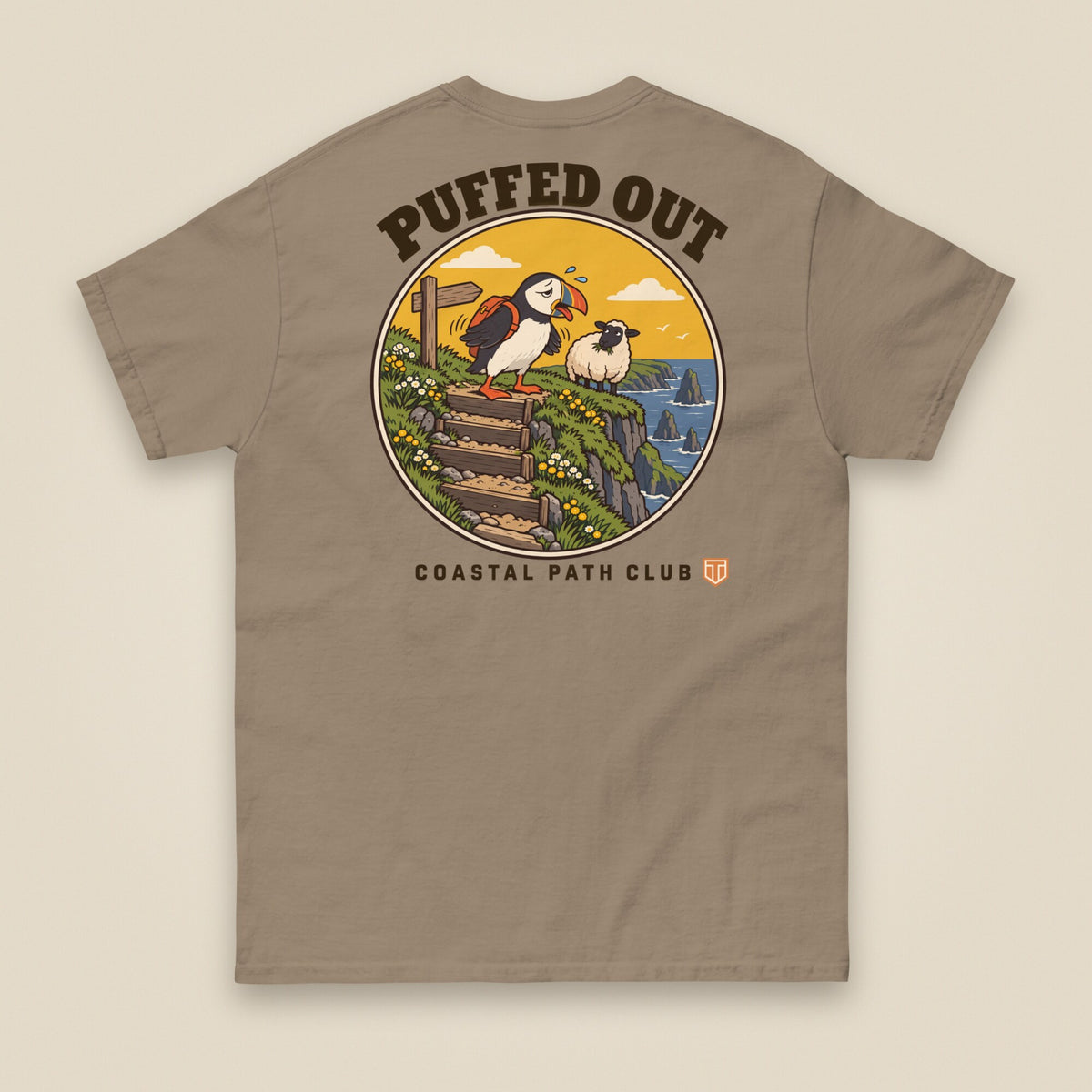 Puffed Out Double Sided T-Shirt in Brown Savana, back view
