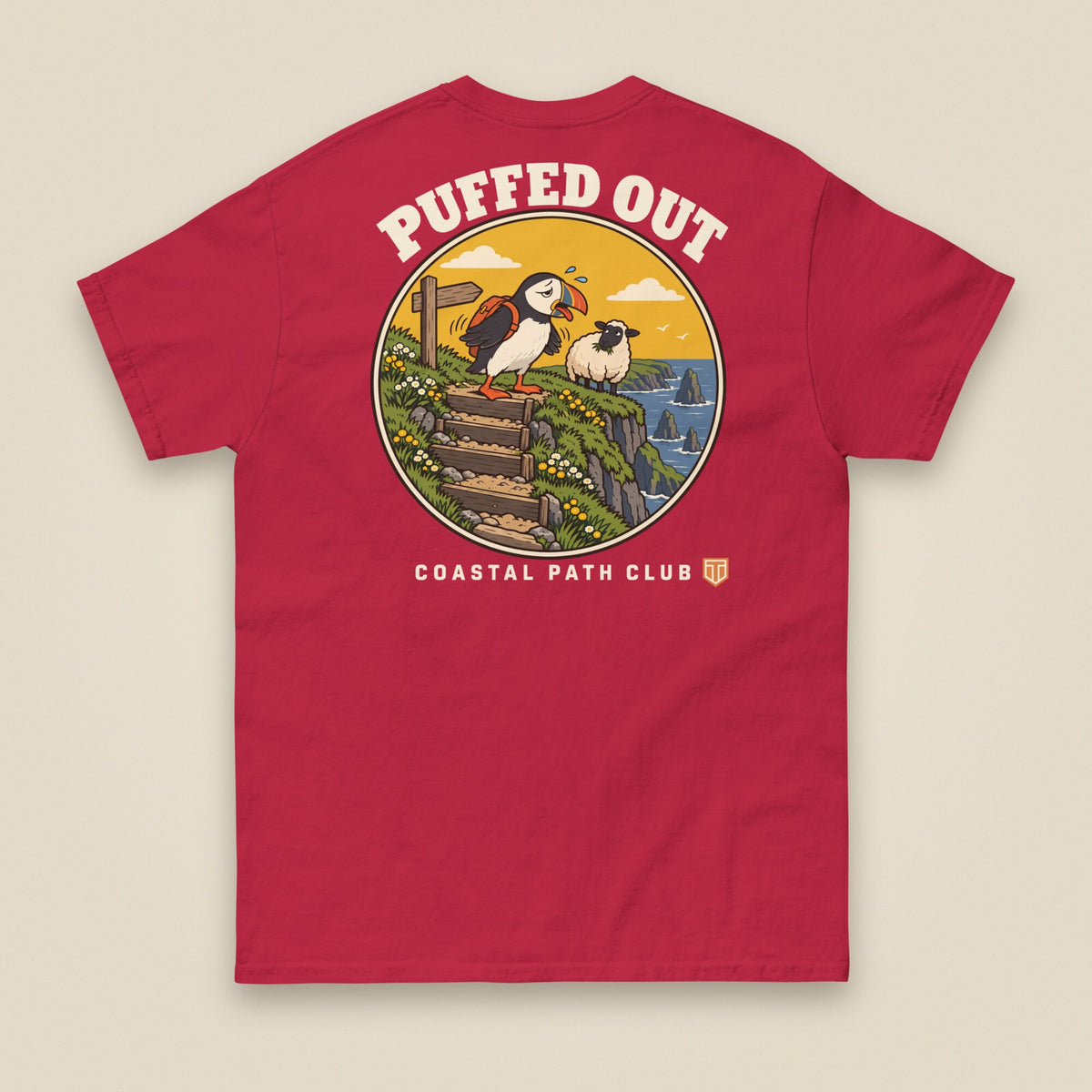 Puffed Out Double Sided T-Shirt in Cardinal, back view
