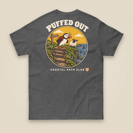 Puffed Out Double Sided T-Shirt in Dark Heather, back view