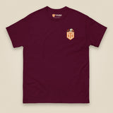 Puffed Out Double Sided T-Shirt in Maroon, front view