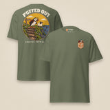 Puffed Out Double Sided T-Shirt in Military Green, front and back view
