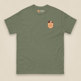 Puffed Out Double Sided T-Shirt in Military Green, front view