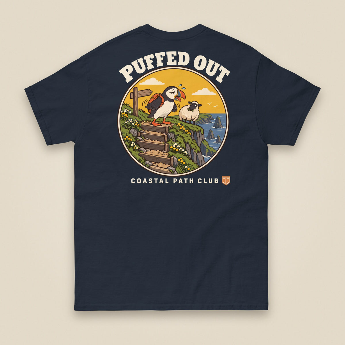 Puffed Out Double Sided T-Shirt in Navy, back view