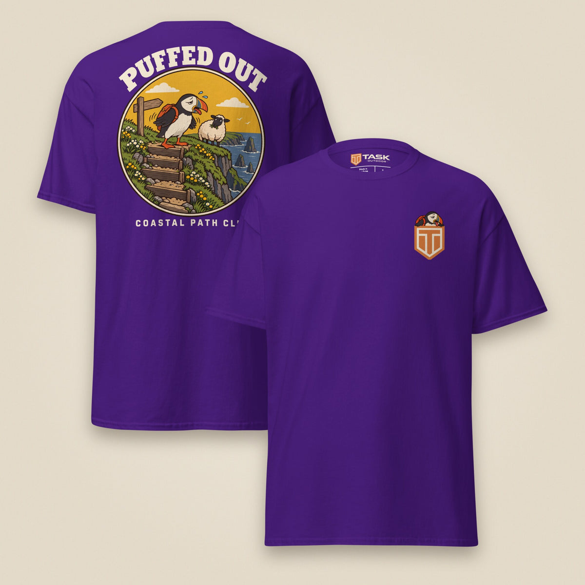 Puffed Out Double Sided T-Shirt in Purple, front and back view