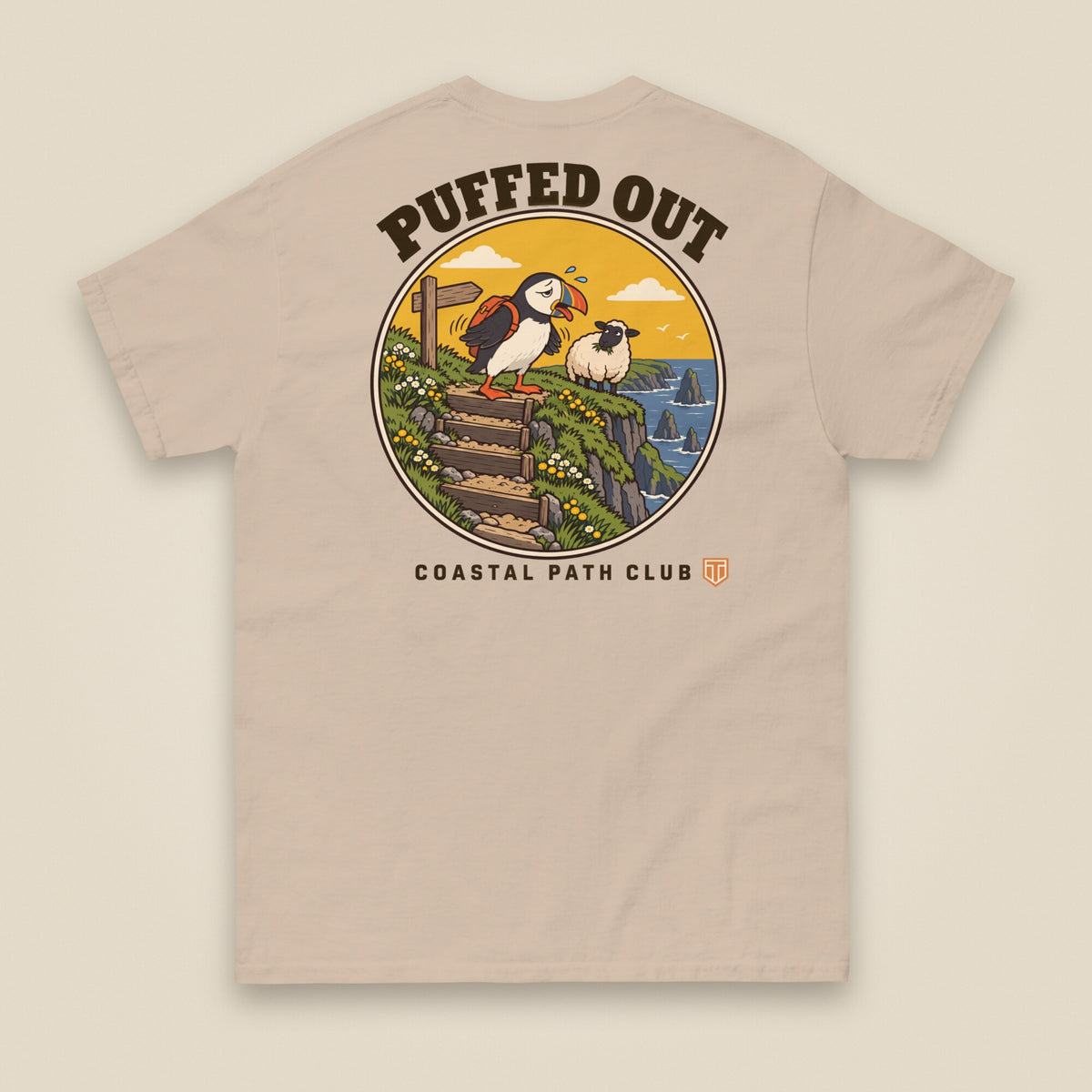 Puffed Out Double Sided T-Shirt in Sand, back view