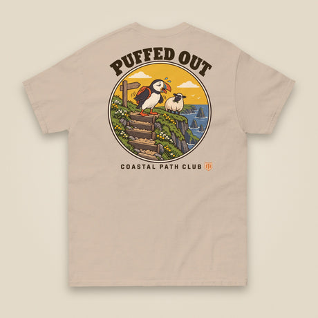 Puffed Out Double Sided T-Shirt in Sand, back view