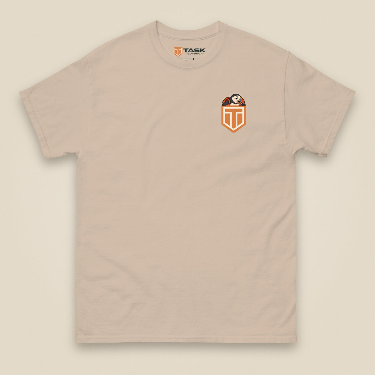 Puffed Out Double Sided T-Shirt in Sand, front view