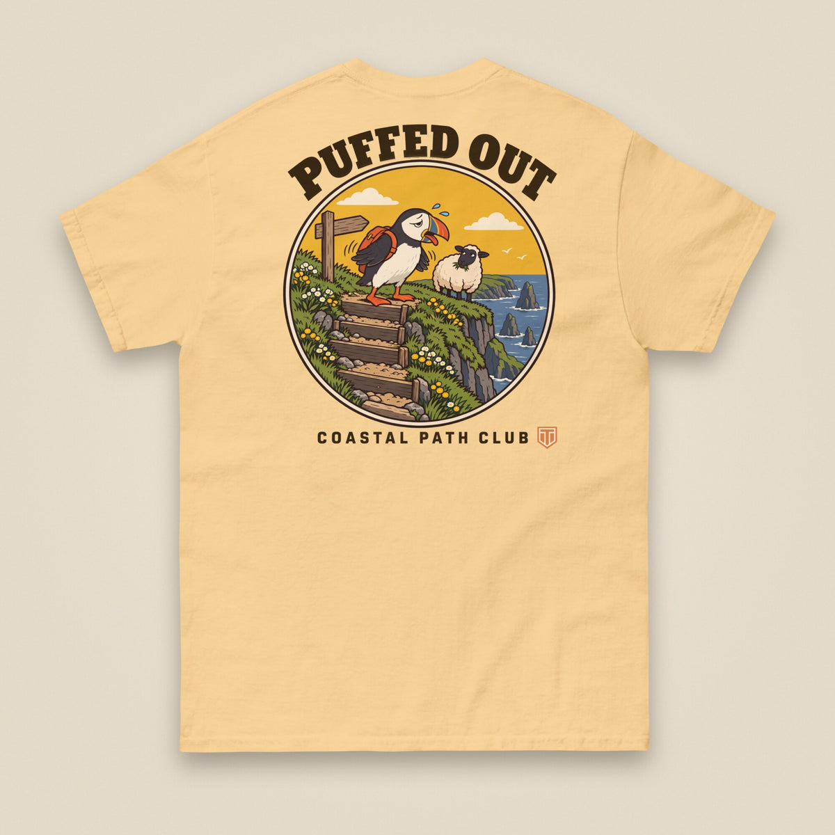 Puffed Out Double Sided T-Shirt in Yellow Haze, back view