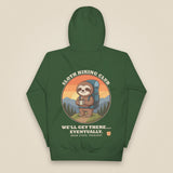 Sloth Hiking Club: Hilltop Hoodie in Forest Green, back view