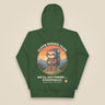 Sloth Hiking Club: Hilltop Hoodie in Forest Green, back view