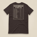 Summit Log 20 Peak Bagging Premium Double Sided T-Shirt in Brown, back view