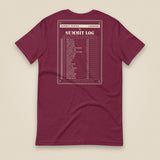 Summit Log 20 Peak Bagging Premium Double Sided T-Shirt in Maroon, back view