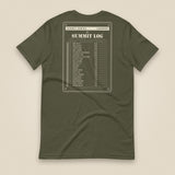 Summit Log 20 Peak Bagging Premium Double Sided T-Shirt in Military Green, back view