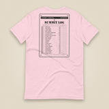 Summit Log 20 Peak Bagging Premium Double Sided T-Shirt in Soft Pink, back view