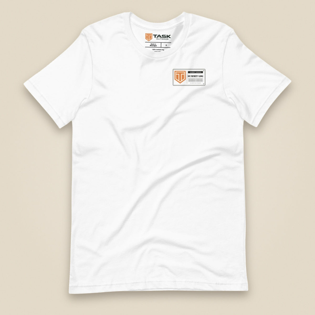 Summit Log 20 Peak Bagging Premium Double Sided T-Shirt in White, front view