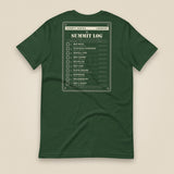 Summit Logbook 10 UK Peaks Premium Double Sided T-Shirt in Forest, back view