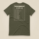 Summit Logbook 10 UK Peaks Premium Double Sided T-Shirt in Military Green, back view