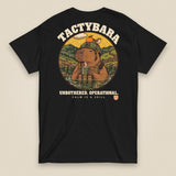 Tactybara Back Print T-Shirt in Black, back view