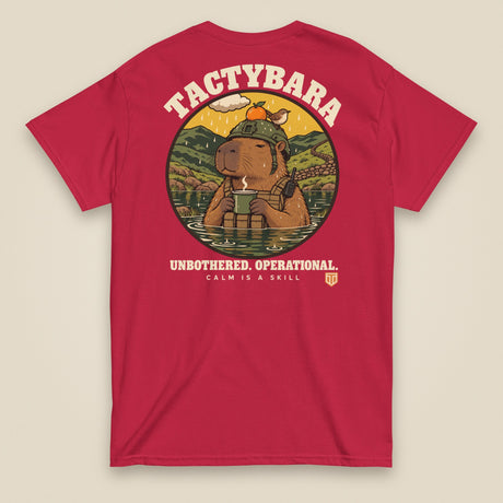 Tactybara Back Print T-Shirt in Cardinal, back view