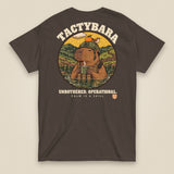 Tactybara Back Print T-Shirt in Dark Chocolate, back view