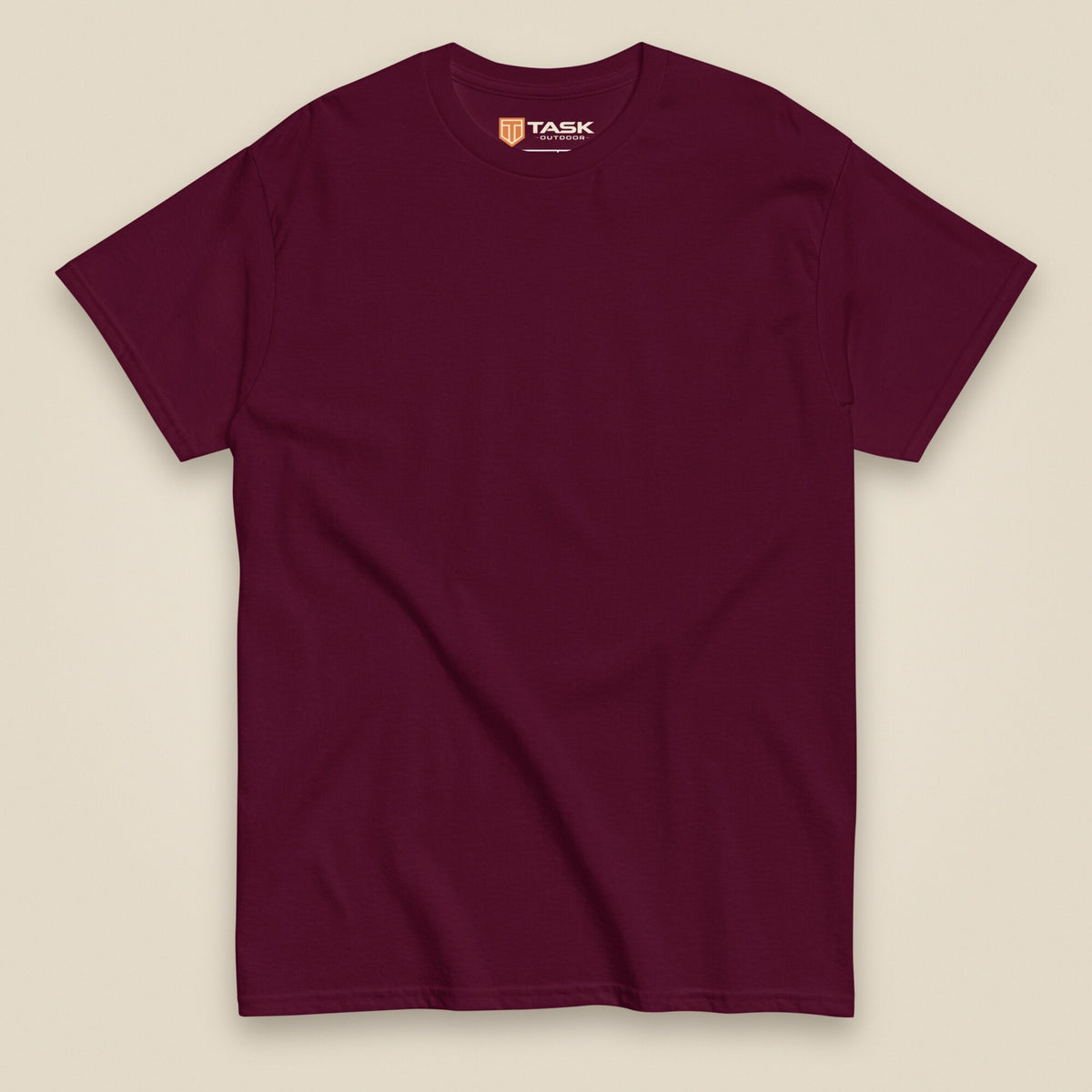 Tactybara Back Print T-Shirt in Maroon, front view