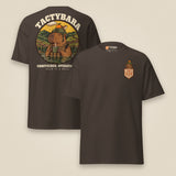 Tactybara Premium Double Sided T-Shirt in Dark Chocolate, front and back view